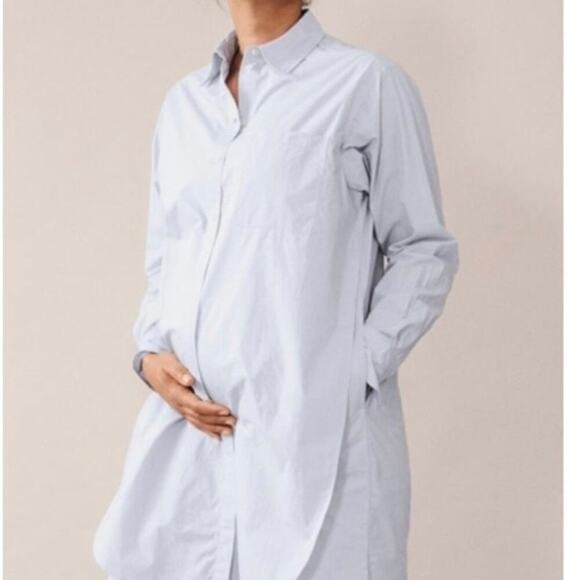 BOOB. DESIGN The Duo Maternity Nursing Shirtdress in Sky Blue- X-Large/XX-Large - Picture 2 of 16